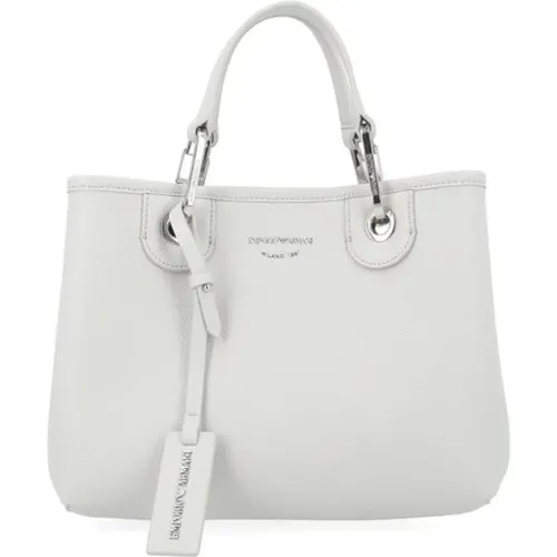 Tote Bags, female, , Size: ONE SIZE Vegan leather Shopper Myea in pearl grey - Emporio Armani - Modalova