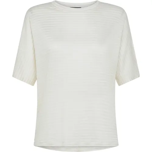 Gestreiftes Leinenmischung T-shirt Wei , Damen, Größe: L - Peuterey - Modalova