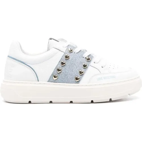 Sneakers, female, , Size: 8 US Band Sneakers - /Blue Sky - Studs - Love Moschino - Modalova