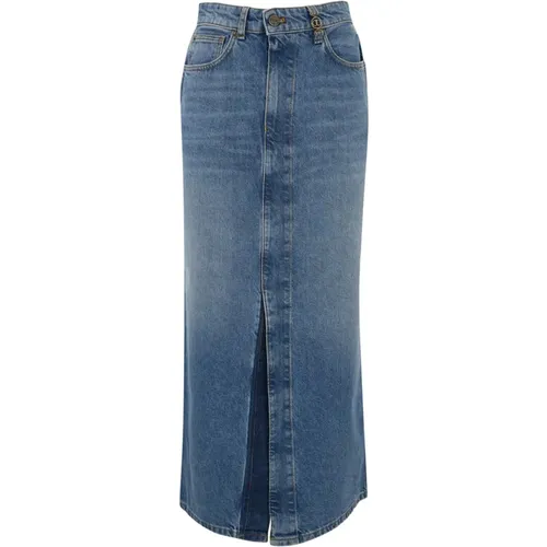 Denim Midi Rock Hohe Taille , Damen, Größe: XS - Twinset - Modalova