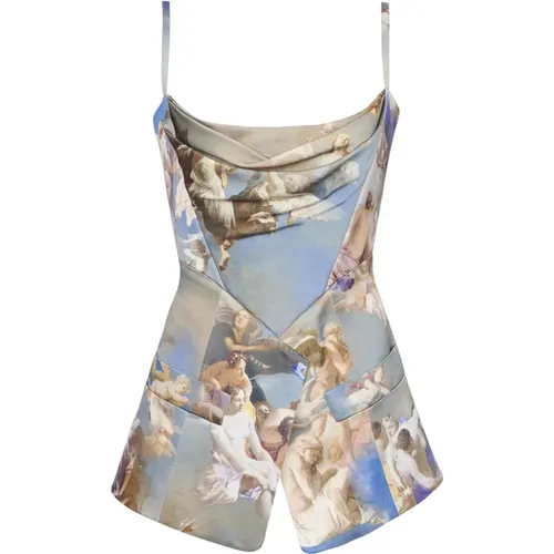 Sky printed satin corset top - Balmain - Modalova