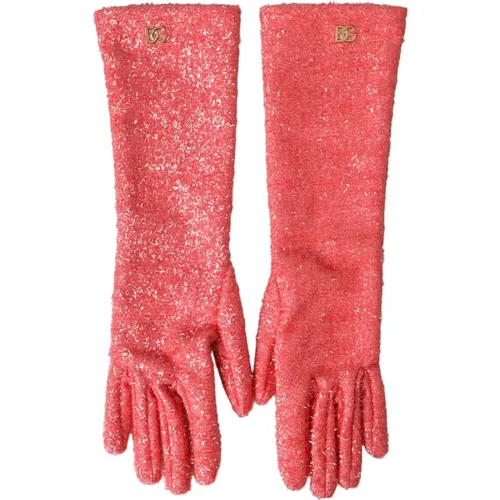 Gloves, female, , Size: 7 1/2 IN Lurex Arm Length Gloves - Dolce & Gabbana - Modalova