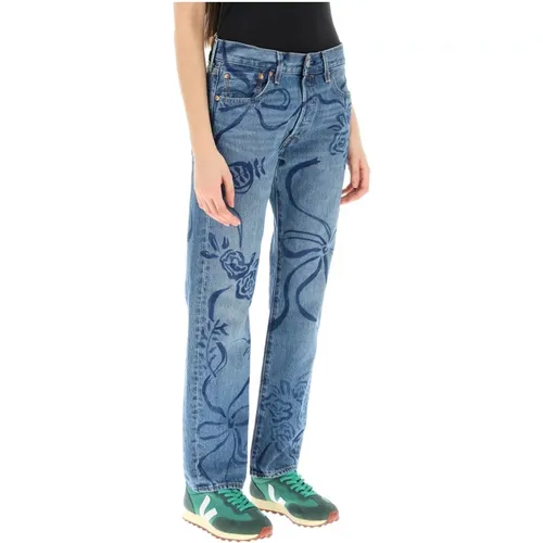 Blumenmuster Upcycled Levis 501 Jeans,Straight Jeans - Collina Strada - Modalova
