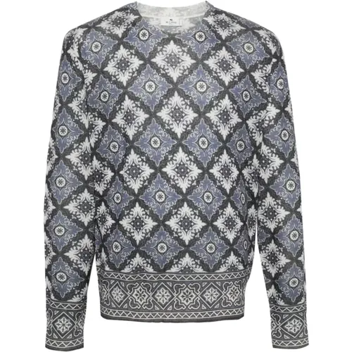 Blue Silk Cashmere Sweaters , male, Sizes: S - ETRO - Modalova