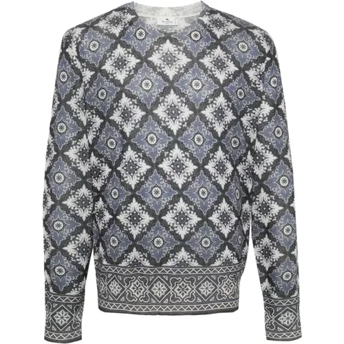 Blue Silk Cashmere Sweaters , male, Sizes: XL, S, M, L - ETRO - Modalova