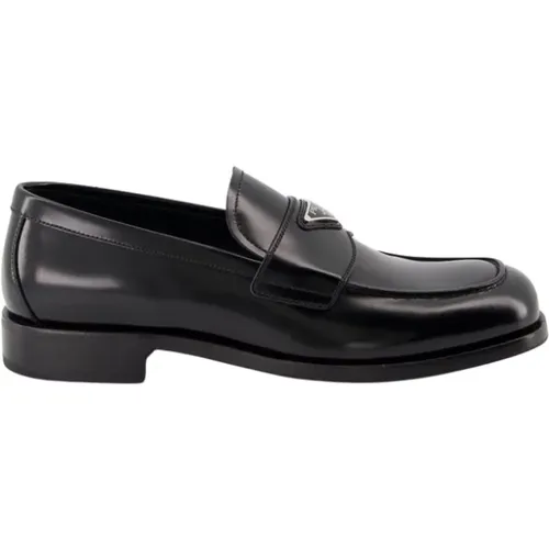 Loafers, male, , Size: 7 US Triangle Logo Moccasins - Prada - Modalova