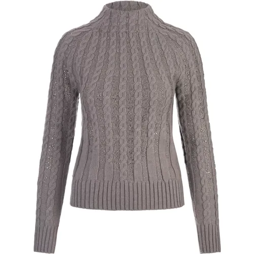 Crystal Embellished Grey Sweater , female, Sizes: L, M - Ermanno Scervino - Modalova