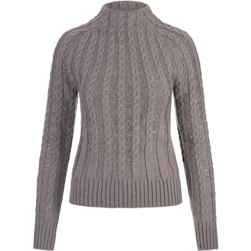 Crystal Embellished Grey Sweater , female, Sizes: L, M, S - Ermanno Scervino - Modalova
