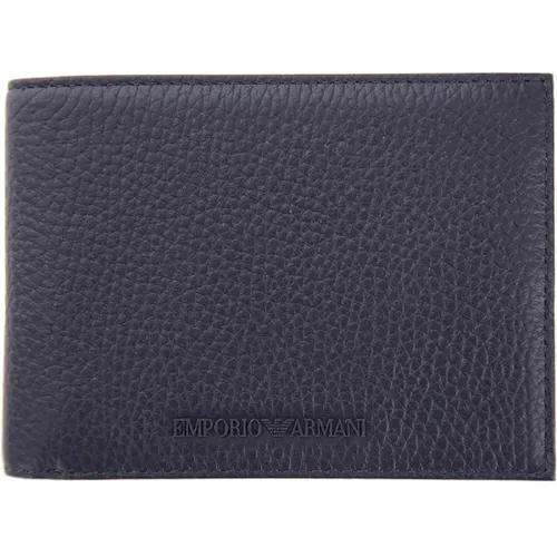 Wallets & Cardholders, male, , Size: ONE SIZE Navy Bi-fold Wallet with Logo - Emporio Armani - Modalova