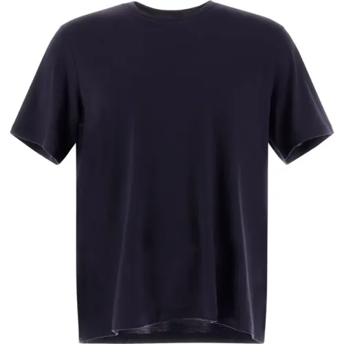 Blaue Crew Neck T-shirts mit Metalllogo , Herren, Größe: L - Herno - Modalova