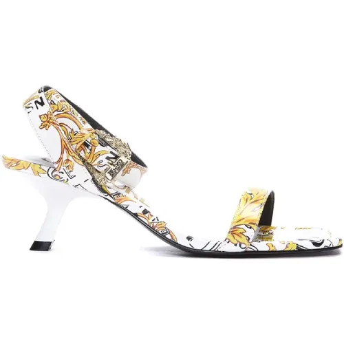 High Heel Sandals, female, , Size: 6 US White Baroque Print High Heel Sandals - Size 38 - Versace Jeans Couture - Modalova