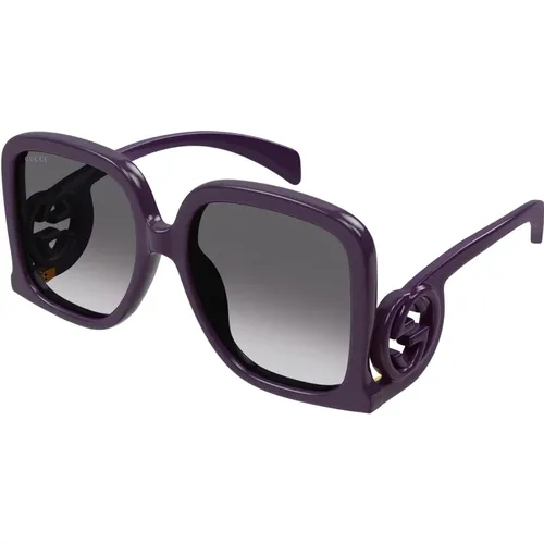 Violet/Grey Shaded Sunglasses , female, Sizes: 58 MM - Gucci - Modalova