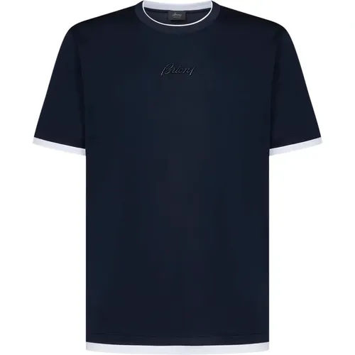 Blau Logo Besticktes T-Shirt Brioni - Brioni - Modalova