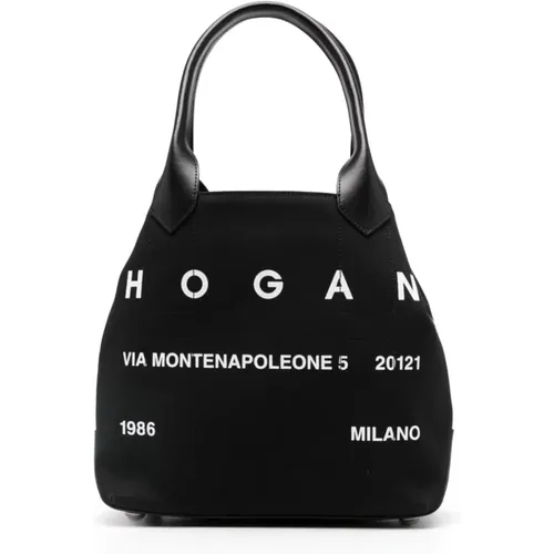 Canvas Logo Print Tote Bag , female, Sizes: ONE SIZE - Hogan - Modalova