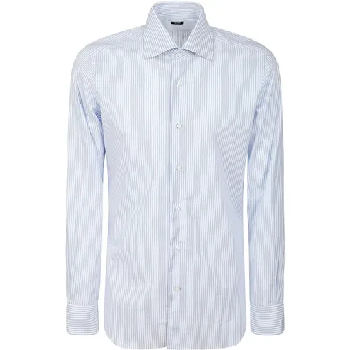 Striped Cotton Shirt, White, Classic Style , male, Sizes: M, XL, L, S - Barba Napoli - Modalova