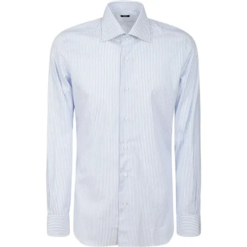 Striped Cotton Shirt, White, Classic Style , male, Sizes: M, XL, XS, L, S - Barba Napoli - Modalova