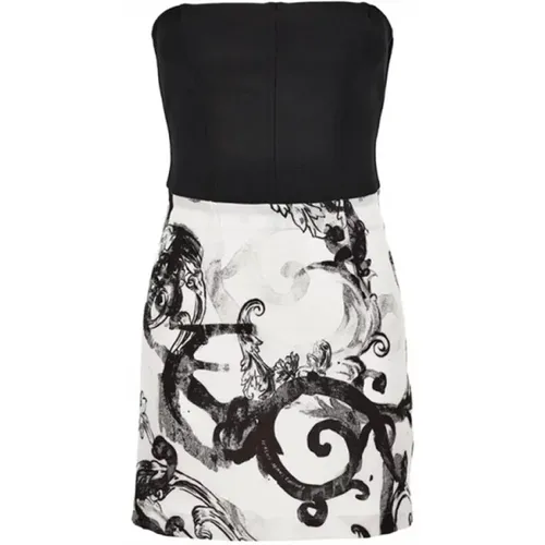 Black and White Baroque Short Dress , female, Sizes: S, M, XS - Versace Jeans Couture - Modalova