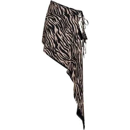 Zebra Print Asymmetric Skirt with Slit , female, Sizes: M - The Attico - Modalova
