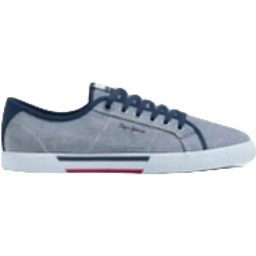 Herren Graue Canvas Sneakers Blaue Details - Pepe Jeans - Modalova