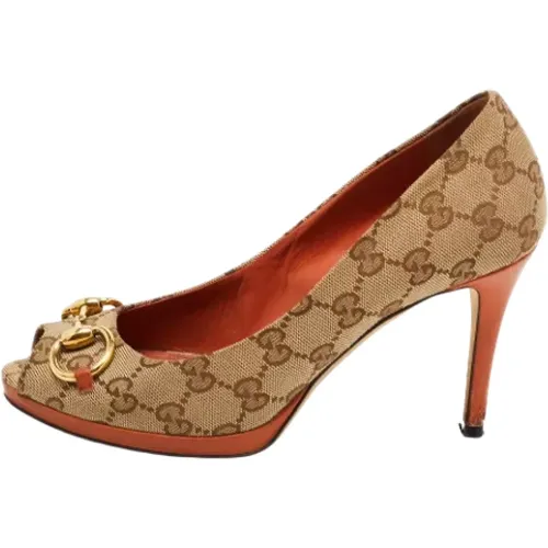 Pre-owned Canvas heels , female, Sizes: 4 1/2 UK - Gucci Vintage - Modalova