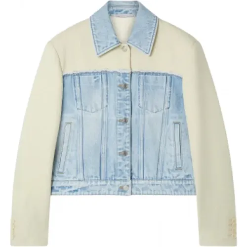 Denim-Jacke mit Polyester-Detail , Damen, Größe: S - Stella Mccartney - Modalova