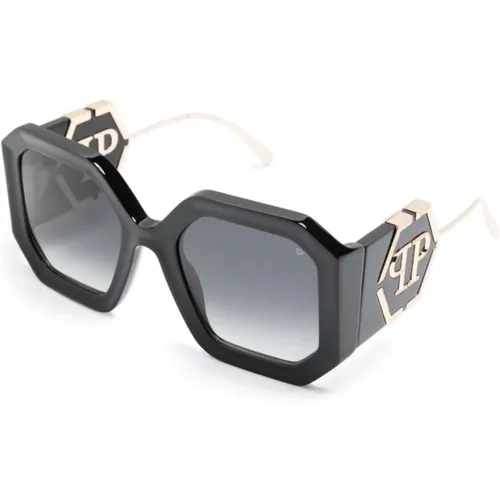 Schwarze Sonnenbrille mit Original-Etui,Stylische Sonnenbrille Spp067 - Philipp Plein - Modalova