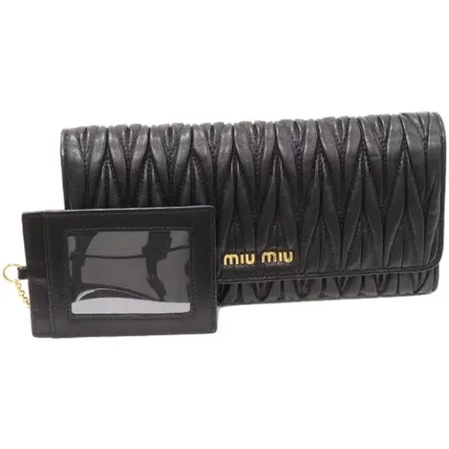 Pre-owned Leather wallets , female, Sizes: ONE SIZE - Miu Miu Pre-owned - Modalova