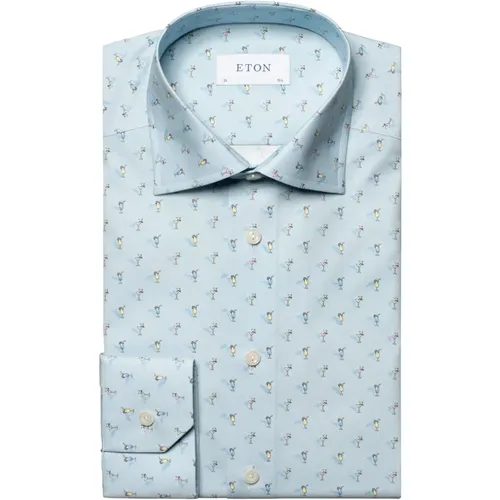 Drinks Print Slim Fit Shirt , male, Sizes: S, XL, 2XL, 4XL - Eton - Modalova