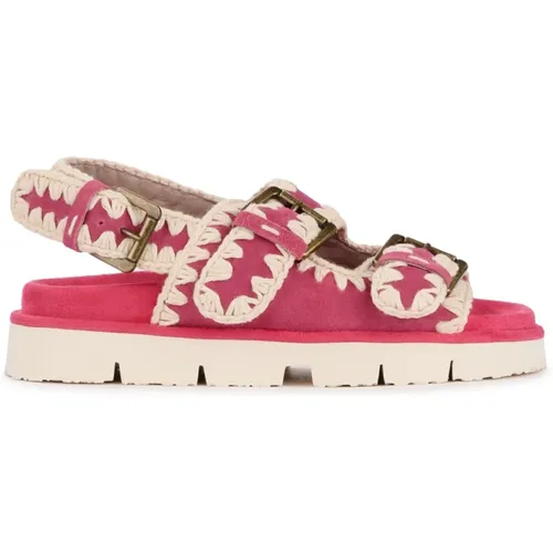 Fuchsia Suede Bio Buckle Sandal , Damen, Größe: 36 EU - Mou - Modalova