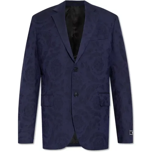 Blazers, male, , Size: M Blazer with Barocco pattern - Versace - Modalova