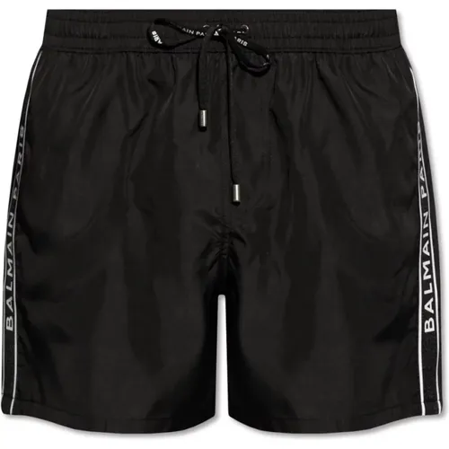 Swim shorts with logo , male, Sizes: S - Balmain - Modalova
