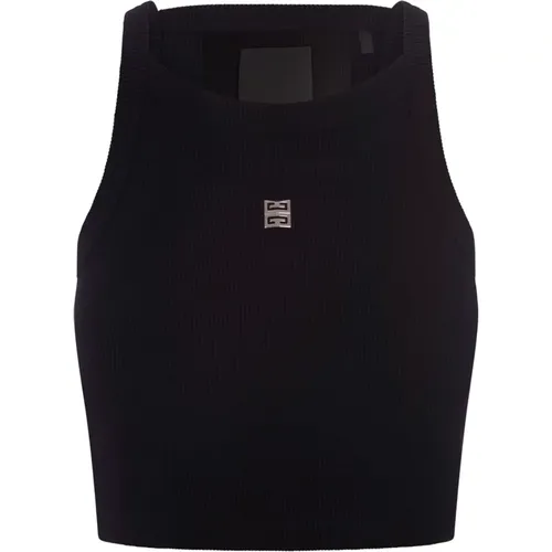 Schwarzes ärmelloses Crop Top 4G Logo - Givenchy - Modalova