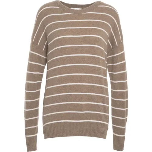 Cashmere Knitwear, female, , Size: M Striped Knit Sweater - MVM - Modalova