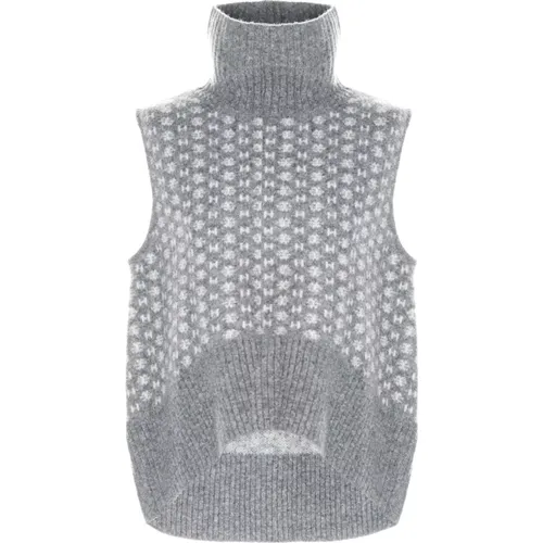 HÉST, Turtlenecks, female, , Size: XS Knitted High Neck Logo Vest - Hést - Modalova