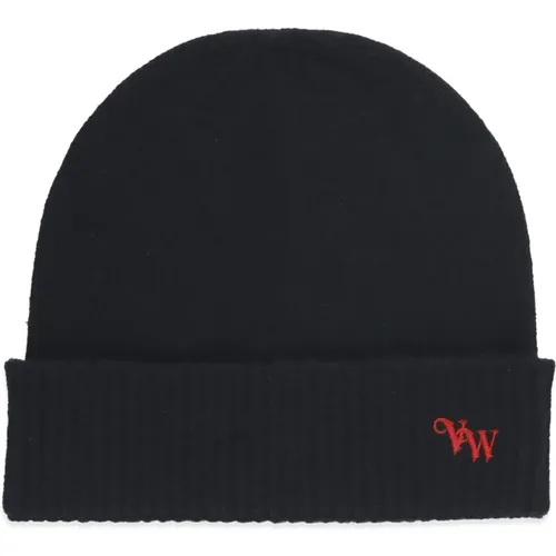 Beanies, female, , Size: ONE SIZE Cashmere Beanie with Logo Embroidery - Vivienne Westwood - Modalova