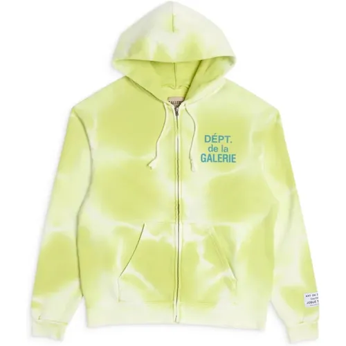 Zip-throughs, male, , Size: M Sun Faded Zip Up Hoodie 'Lime' - Gallery Dept. - Modalova