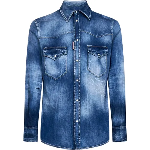 Blaues Denim Westernhemd Aw22 - Dsquared2 - Modalova