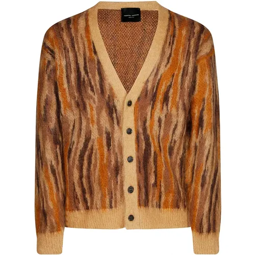 Cardigans, male, , Size: 2XL Animal Jacquard Knit Cardigan - Roberto Collina - Modalova