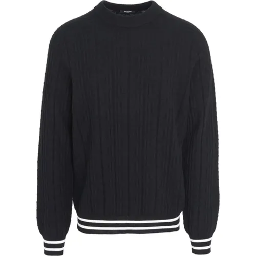 Monogram Wool Sweater in , male, Sizes: M, L - Balmain - Modalova