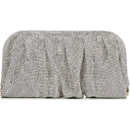 Silver Crystal Mesh Clutch , female, Sizes: ONE SIZE - Benedetta Bruzziches - Modalova