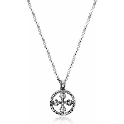 Vintage Silver Dorje Amulet Necklace , male, Sizes: 2XL - Nialaya - Modalova