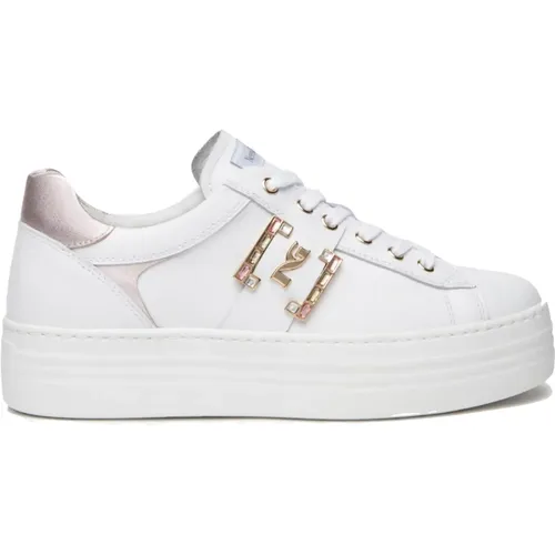 Weiße Sneakers E409967D Stilvolles Design , Damen, Größe: 39 EU - Nerogiardini - Modalova