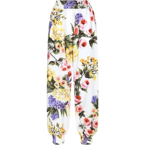 Sweatpants, female, , Size: XS Floral Print Pants - Dolce & Gabbana - Modalova