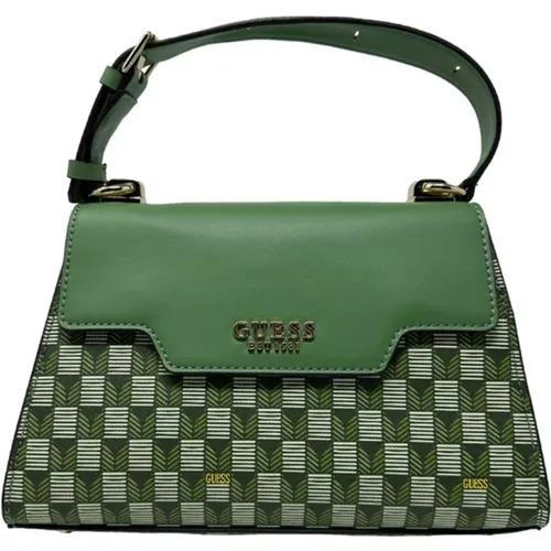 Grüne Handtasche mit Top-Griff und Klappe , Damen, Größe: ONE Size - Guess - Modalova