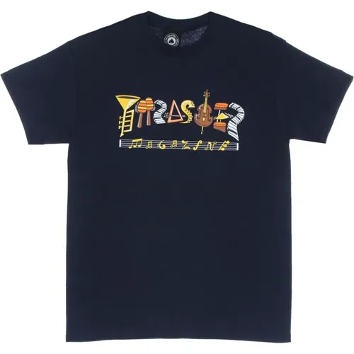 T-Shirts, male, , Size: S Navy Logo Tee Short Sleeve Cotton - Thrasher - Modalova