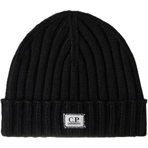 Beanies, male, , Size: ONE SIZE Merino Wool Logo Beanie - C.P. Company - Modalova