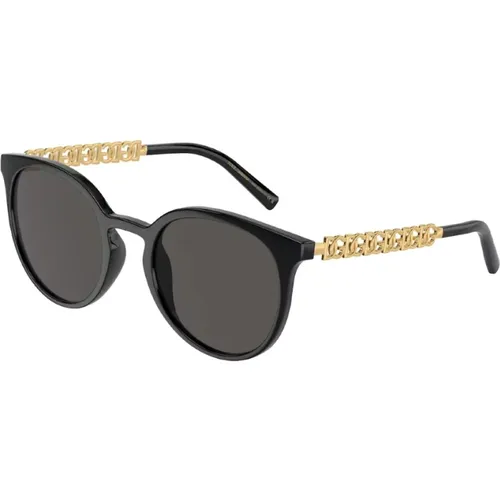 Sphärische Metallsonnenbrille Braun oder Schwarz , Damen, Größe: ONE Size - Dolce & Gabbana - Modalova