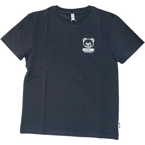 Schwarzes Bären Halbarm T-Shirt , Herren, Größe: L - Moschino - Modalova