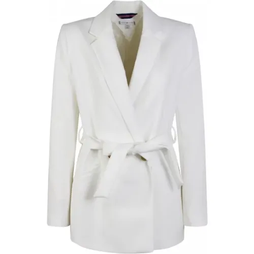 Women Belted Blazer Jacket , female, Sizes: M - Tommy Hilfiger - Modalova