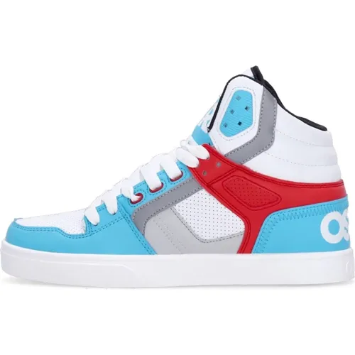 Sneakers, male, , Size: 7 1/2 US High Skate Shoes White/Red/Cyan - Osiris - Modalova